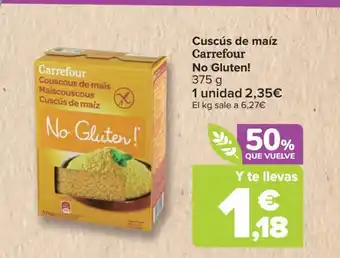 Carrefour Cuscús de maíz Carrefour No Gluten! 375 g oferta