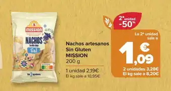 Carrefour Nachos artesanos Sin Gluten MISSION oferta