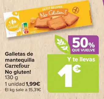Carrefour Galletas de mantequilla Carrefour No gluten! 130 g oferta