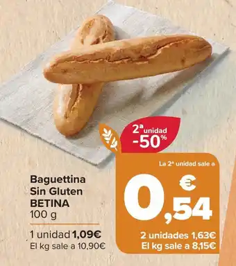 Carrefour Baguettina Sin Gluten BETINA 100 g oferta