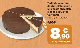 Carrefour Tarta de cobertura de chocolate negro y rellena de chocolate blanco Sin Gluten Carrefour oferta