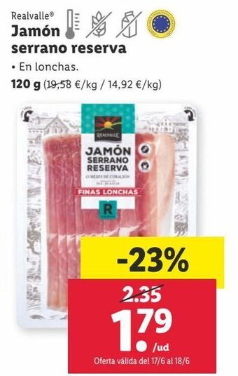 Lidl Jamón serrano realvalle oferta