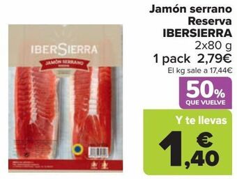 Carrefour Jamón serrano reserva ibersierra oferta
