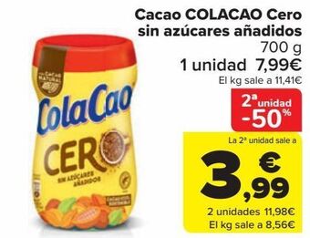 Carrefour Cacao colacao cero sin azúcares añadidos oferta