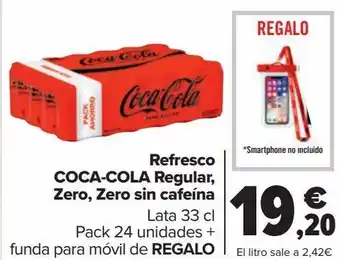 Carrefour Refresco coca-cola regular, zero, zero sin cafeínacocal oferta