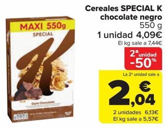 Carrefour Cereales special k chocolate negro oferta