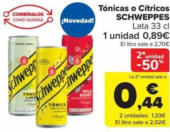 Carrefour Tónicas o cítricos schweppes oferta