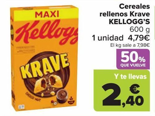 Carrefour Cereales rellenos krave kellogg's oferta