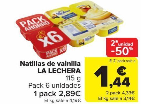 Carrefour Natillas de vainilla la lechera oferta
