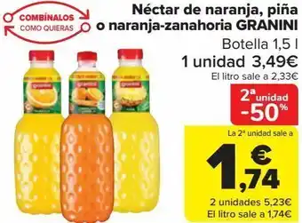 Carrefour Néctar de naranja, piña o naranja-zanahoria granini oferta