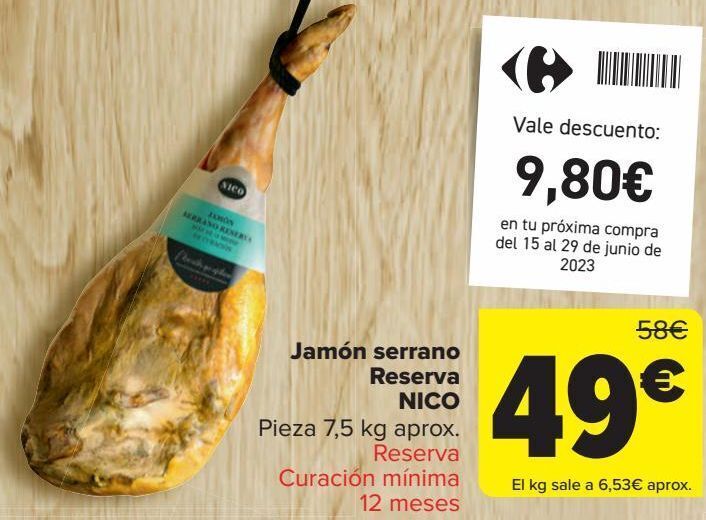 Carrefour Jamón serrano reserva nico oferta