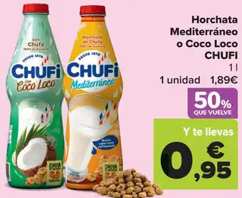 Carrefour Horchata mediterráneo o coco loco chufi oferta