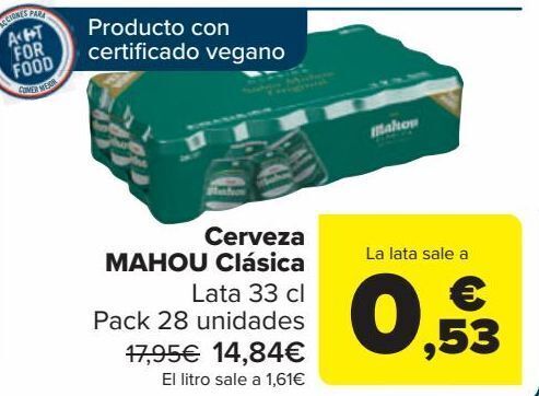 Carrefour Cerveza mahou clásica oferta