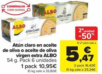 Carrefour Atún claro en aceite de oliva o aceite de oliva virgen extra albo oferta