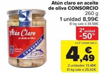 Carrefour Atún claro en aceite de oliva consorcio oferta
