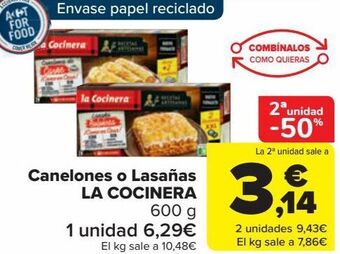 Carrefour Canelones o lasañas la cocinera oferta