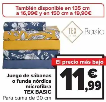 Carrefour Juego de sábanas o funda nórdica microfibra tex basic oferta