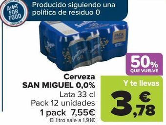 Carrefour Cerveza san miguel 0,0% oferta
