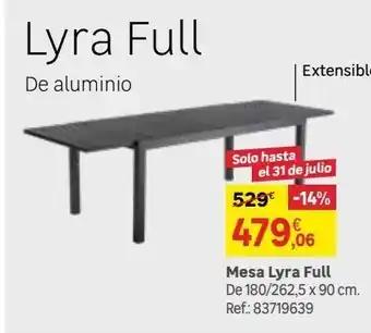 Leroy Merlin Mesa de jardín extensible de aluminio lyra ii antracita de 180/262x96 cm oferta