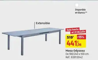 Leroy Merlin Mesa de jardín extensible alu naterial odyssea ii antracita 180/240x75x100cm oferta