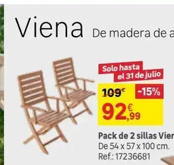 Leroy Merlin Set 2 sillas de jardín de madera de acacia viena oferta