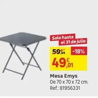 Leroy Merlin Mesa de jardín plegable de acero emys gris de 70x72x70 cm oferta