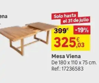 Leroy Merlin Mesa de jardín extensible naterial viena de madera marrón 180/235x75x110 cm oferta