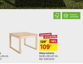 Leroy Merlin Mesa de jardín de acacia solaris fix marrón de 90x67x90 cm oferta