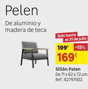 Leroy Merlin Sillón de jardín con cojín de aluminio y teca pelen negro oferta