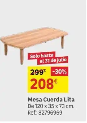 Leroy Merlin Mesa de centro de jardín de teca lita marrón de 140x40x72 cm oferta