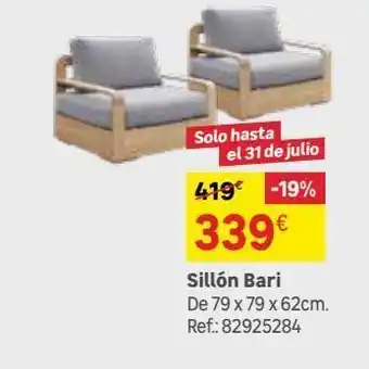 Leroy Merlin Sillón de porche con cojín de exterior de madera bari gris oferta