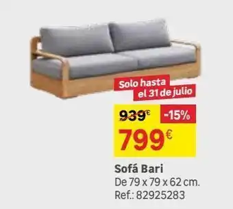 Leroy Merlin Sofá de porche con cojín de exterior de madera bari gris oferta