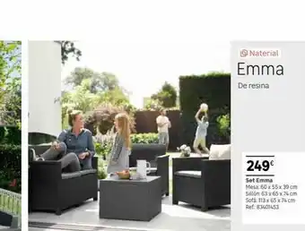 Leroy Merlin Naterial emma de resina 249€ set emma mesa: 60 x 55 x 39 cm sillón: 63 x 65 x 74 cm sofá: 113 x 65 x 74 cm ref.: 83401453 oferta