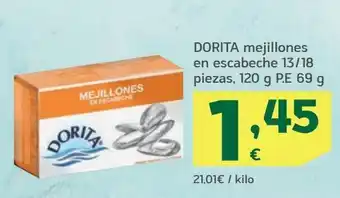 HiperDino Mejillones en escabeche dorita oferta