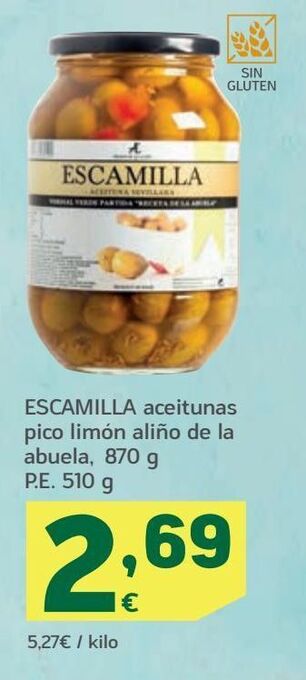 HiperDino Aceitunas escamilla oferta