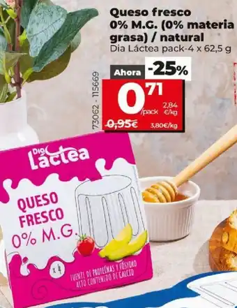 Dia Queso fresco 0% M.G. ( 0% materia grasa)/ natural 4 x 62,5g oferta