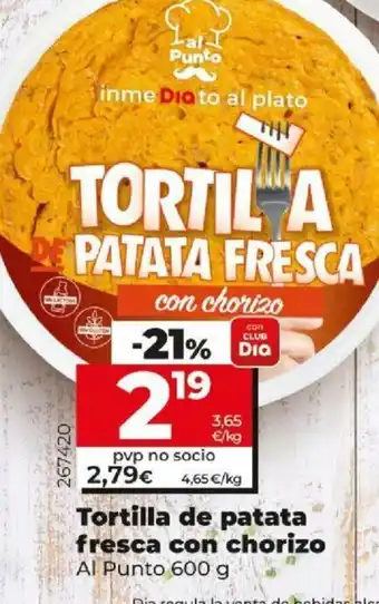 Dia Tortilla de patata fresca con chorizo 600g oferta