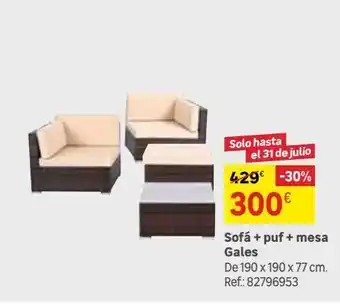 Leroy Merlin Sofá + puf + mesa gales oferta