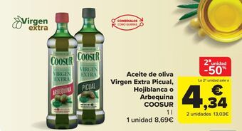 Carrefour Market Aceite de oliva virgen extra picual, hojiblanca o arbequina coosur oferta