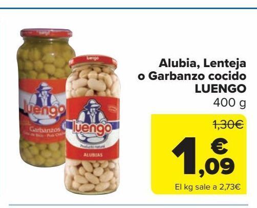 Carrefour Market Alubia, lenteja o garbanzo cocido luengo oferta