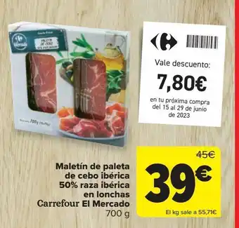 Carrefour Market Maletin de paleta de cebo iberica 50% raza iberica en lonchas oferta