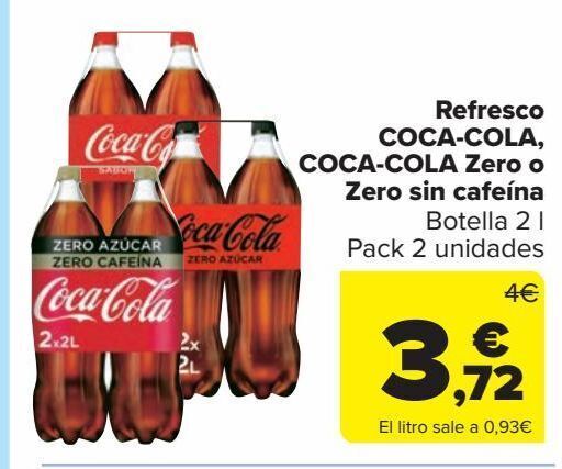 Carrefour Market Refresco coca cola, coca cola zero o zero sin cafeina oferta