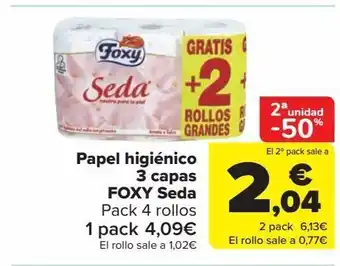 Carrefour Market Papel higienico 3 capas foxy seda oferta