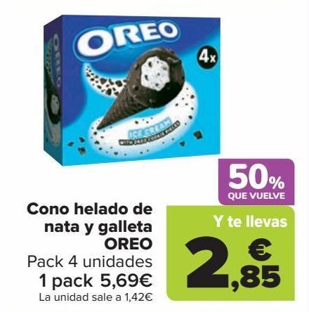 Carrefour Market Cono helado de nata y galleta oreo oferta