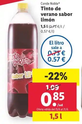 Lidl Tinto de verano sabor limón oferta