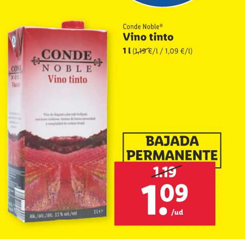 Lidl Vino tinto oferta