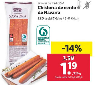 Lidl Chistorra de cerdo de Navarra oferta