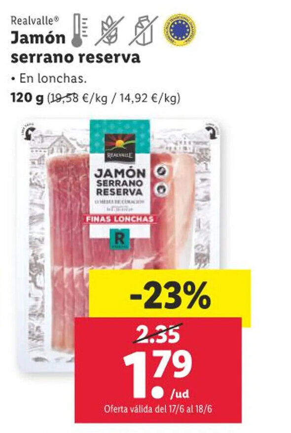 Lidl Jamón serrano reserva oferta
