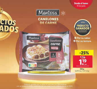Lidl Monissa CANELONES DE CARNE oferta
