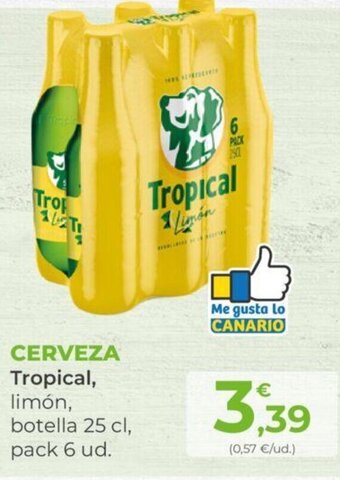 SPAR CERVEZA Tropical, limón, botella 25 cl, pack 6 ud. oferta